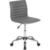 Flash Furniture Alan Office Task Chair – Brown Vinyl – Chrome Frame – Armless – Ribbed Back and Seat – Low Back Design(Light Gray/Chrome)