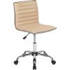 Flash Furniture Alan Office Task Chair – Brown Vinyl – Chrome Frame – Armless – Ribbed Back and Seat – Low Back Design(Tan/Chrome)