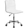 Flash Furniture Alan Office Task Chair – Brown Vinyl – Chrome Frame – Armless – Ribbed Back and Seat – Low Back Design(White/Chrome)
