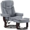 Flash Furniture Allie LeatherSoft Upholstered Recliner with Footrest, Arms, and Headrest, Padded Swivel Recliner Chair and Ottoman Set, Palimino(Grey)