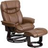 Flash Furniture Allie LeatherSoft Upholstered Recliner with Footrest, Arms, and Headrest, Padded Swivel Recliner Chair and Ottoman Set, Palimino(Palimino)