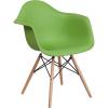 Flash Furniture Alonza Series White Plastic Chair with Wooden Legs(Green)
