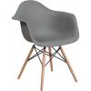 Flash Furniture Alonza Series White Plastic Chair with Wooden Legs(Moss Gray)