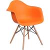 Flash Furniture Alonza Series White Plastic Chair with Wooden Legs(Orange)
