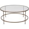 Flash Furniture Astoria Collection Round Coffee Table – Modern Clear Glass Coffee Table – Matte Gold Frame(Clear/Brushed Gold)