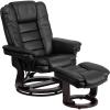 Flash Furniture Bali Contemporary Multi-Position LeatherSoft Recliner Chair with Ottoman, 360-Degree Swivel Recliner Chair/Ottoman Set, Beige(Black)