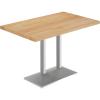 Flash Furniture Bennett 30″ x 48″ Solid Wood Commercial Indoor Tabletop in Dark Brown with 27″ x 15″ Dual Column Table Height Silver Cast Iron Base, 300 lb. Static Capacity(Natural Top/Silver Base)