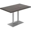 Flash Furniture Bennett 30″ x 48″ Solid Wood Commercial Indoor Tabletop in Dark Brown with 27″ x 15″ Dual Column Table Height Silver Cast Iron Base, 300 lb. Static Capacity(Dark Brown Top/Silver Base)