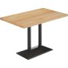 Flash Furniture Bennett 30″ x 48″ Solid Wood Commercial Indoor Tabletop in Dark Brown with 27″ x 15″ Dual Column Table Height Silver Cast Iron Base, 300 lb. Static Capacity(Natural Top/Black Base)