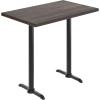 Flash Furniture Bennett 30″ x 48″ Solid Wood Commercial Indoor Tabletop in Natural with Dual 5″ x 22″ Bar Height Black Cast Iron T Bases, 400 lb. Static Capacity(Dark Brown Top/Black Base)