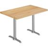 Flash Furniture Bennett 30″ x 48″ Solid Wood Commercial Indoor Tabletop in Natural with Dual 5″ x 22″ Dining Height Black Cast Iron T Bases, 400 lb. Static Capacity(Natural Top/Silver Base)
