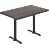 Flash Furniture Bennett 30″ x 48″ Solid Wood Commercial Indoor Tabletop in Natural with Dual 5″ x 22″ Dining Height Black Cast Iron T Bases, 400 lb. Static Capacity(Dark Brown Top/Black Base)