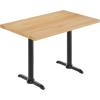 Flash Furniture Bennett 30″ x 48″ Solid Wood Commercial Indoor Tabletop in Natural with Dual 5″ x 22″ Dining Height Black Cast Iron T Bases, 400 lb. Static Capacity(Natural Top/Black Base)
