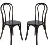 Flash Furniture Betsy Commercial Solid Wood Dining Chair, Thonet Style, Stackable Design, Mortise and Tenon, 350 lbs. Static Weight Capacity, Set of 2, Black(Early American Wood)