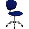 Flash Furniture Beverly Mid-Back White Mesh Padded Swivel Task Office Chair with Chrome Base(Blue)