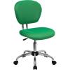 Flash Furniture Beverly Mid-Back White Mesh Padded Swivel Task Office Chair with Chrome Base(Bright Green)