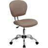 Flash Furniture Beverly Mid-Back White Mesh Padded Swivel Task Office Chair with Chrome Base(Coffee Brown)