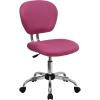 Flash Furniture Beverly Mid-Back White Mesh Padded Swivel Task Office Chair with Chrome Base(Pink)
