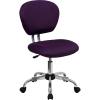 Flash Furniture Beverly Mid-Back White Mesh Padded Swivel Task Office Chair with Chrome Base(Purple)