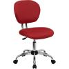 Flash Furniture Beverly Mid-Back White Mesh Padded Swivel Task Office Chair with Chrome Base(Red)