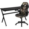Flash Furniture Black Gaming Desk and Red/Black Racing Chair Set with Cup Holder, Headphone Hook, and Monitor/Smartphone Stand(Camouflage)