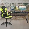 Flash Furniture Black Gaming Desk and Red/Black Racing Chair Set with Cup Holder, Headphone Hook, and Monitor/Smartphone Stand(Green)