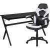Flash Furniture Black Gaming Desk and Red/Black Racing Chair Set with Cup Holder, Headphone Hook, and Monitor/Smartphone Stand(White)