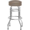 Flash Furniture Bruno Double Ring Chrome Backless Barstool with Black Upholstered Seat and Integrated Footrest(Beige)