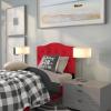 Flash Furniture Cambridge Tufted Upholstered Twin Size Headboard in White Fabric(Red)