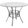 Flash Furniture Carlisle 42” Round Glass Dining Table with Black Metal Frame(Clear/Silver)