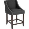 Flash Furniture Carmel Series 24″ High Transitional Walnut Counter Height Stool with Nail Trim in Dark Gray Fabric, Set of 2(Black Fabric)
