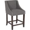 Flash Furniture Carmel Series 24″ High Transitional Walnut Counter Height Stool with Nail Trim in Dark Gray Fabric, Set of 2(Dark Gray Fabric)