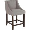 Flash Furniture Carmel Series 24″ High Transitional Walnut Counter Height Stool with Nail Trim in Dark Gray Fabric, Set of 2(Light Gray Fabric)