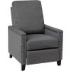 Flash Furniture Carson Transitional Style Push Back Recliner Chair – Gray Fabric Upholstery – Accent Nail Trim – Pillow Back Recliner(Grey)