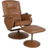 Flash Furniture Cason Massaging Adjustable Recliner with Deep Side Pockets and Ottoman with Wrapped Base in Black LeatherSoft(Brown)