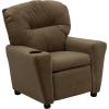 Flash Furniture Chandler LeatherSoft Kids Recliner with Cup Holder and Safety Recline, Contemporary Reclining Chair for Kids, Supports up to 90 lbs., Black(Brown Microfiber)