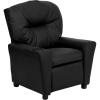 Flash Furniture Chandler LeatherSoft Kids Recliner with Cup Holder and Safety Recline, Contemporary Reclining Chair for Kids, Supports up to 90 lbs., Black(Black Leathersoft)