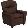 Flash Furniture Chandler LeatherSoft Kids Recliner with Cup Holder and Safety Recline, Contemporary Reclining Chair for Kids, Supports up to 90 lbs., Black(Brown Leathersoft)