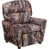 Flash Furniture Chandler LeatherSoft Kids Recliner with Cup Holder and Safety Recline, Contemporary Reclining Chair for Kids, Supports up to 90 lbs., Black(Camouflage Fabric)