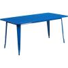 Flash Furniture Charis Commercial Grade 31.5″ x 63″ Rectangular Silver Metal Indoor-Outdoor Table(Blue)