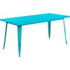 Flash Furniture Charis Commercial Grade 31.5″ x 63″ Rectangular Silver Metal Indoor-Outdoor Table(Crystal Teal-blue)
