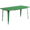 Flash Furniture Charis Commercial Grade 31.5″ x 63″ Rectangular Silver Metal Indoor-Outdoor Table(Green)