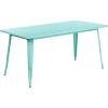 Flash Furniture Charis Commercial Grade 31.5″ x 63″ Rectangular Silver Metal Indoor-Outdoor Table(Mint Green)