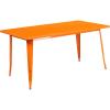 Flash Furniture Charis Commercial Grade 31.5″ x 63″ Rectangular Silver Metal Indoor-Outdoor Table(Orange)