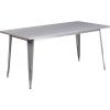 Flash Furniture Charis Commercial Grade 31.5″ x 63″ Rectangular Silver Metal Indoor-Outdoor Table(Silver)