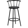Flash Furniture Charla Crown Back Black Metal Barstool with Black Vinyl Swivel Seat