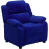 Flash Furniture Charlie Microfiber Kids Recliner with Flip-Up Storage Arms and Safety Recline, Contemporary Reclining Chair for Kids, Supports up to 90 lbs., Purple(Blue Microfiber)