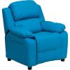 Flash Furniture Charlie Microfiber Kids Recliner with Flip-Up Storage Arms and Safety Recline, Contemporary Reclining Chair for Kids, Supports up to 90 lbs., Purple(Turquoise Vinyl)