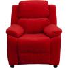 Flash Furniture Charlie Microfiber Kids Recliner with Flip-Up Storage Arms and Safety Recline, Contemporary Reclining Chair for Kids, Supports up to 90 lbs., Purple(Red Microfiber)