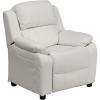 Flash Furniture Charlie Microfiber Kids Recliner with Flip-Up Storage Arms and Safety Recline, Contemporary Reclining Chair for Kids, Supports up to 90 lbs., Purple(White Vinyl)